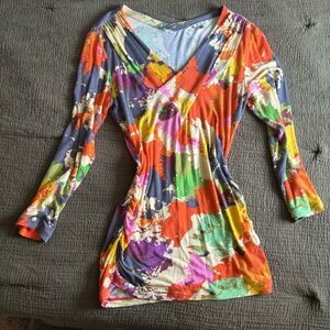 Colorful Floral Women's 70s like mini dress